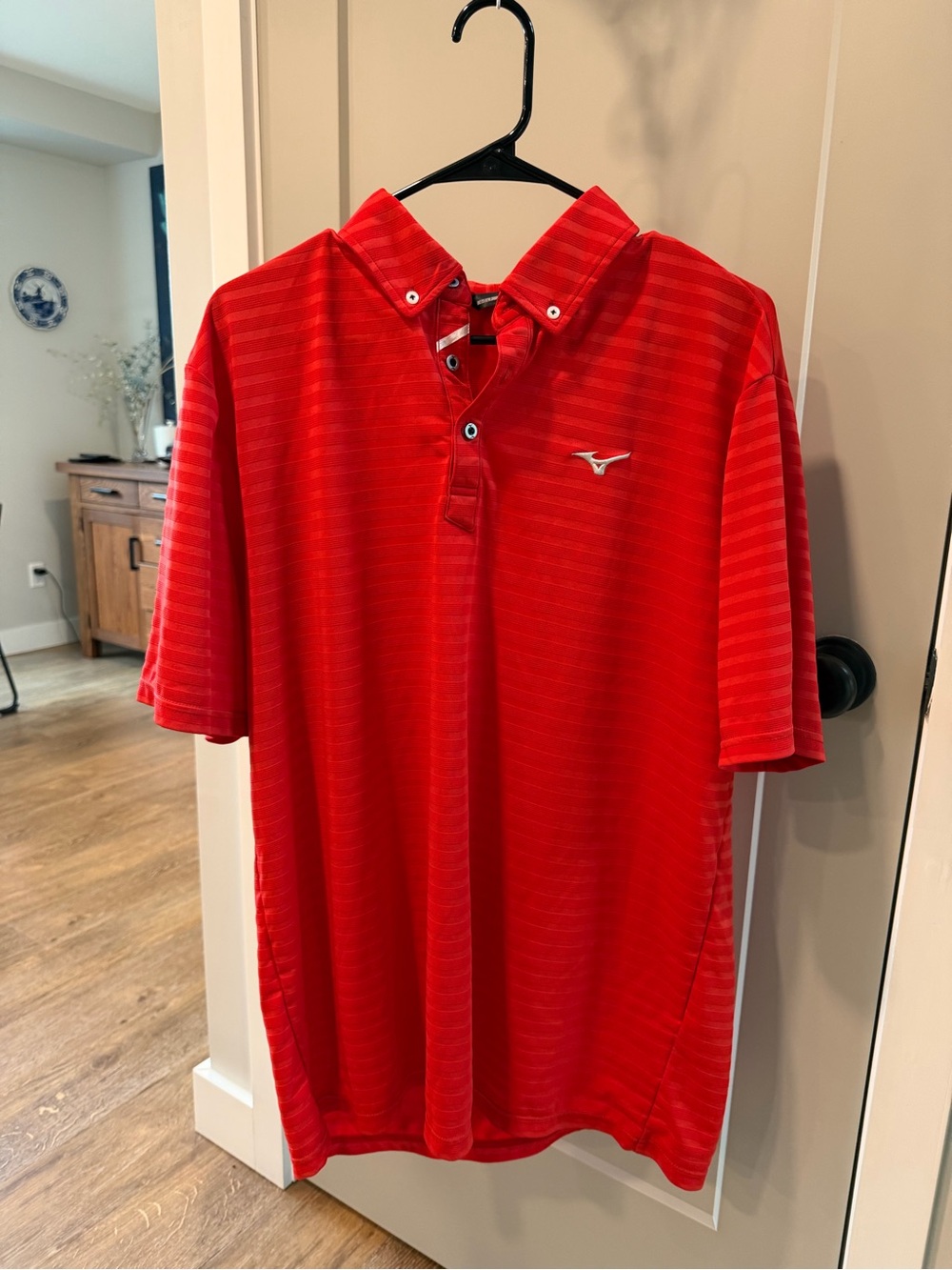 Mizuno Men's Bright Red & Black Striped Polo